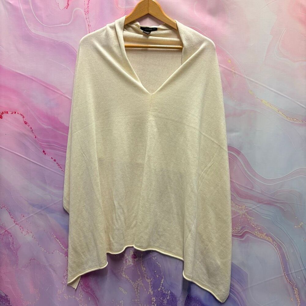 Karisma O/S Cream Pullover Shawl Coastal Artsy Preppy Boho Retro Parisian Chic